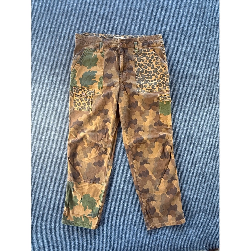 Anthropologie The Wanderer Camo Leopard Patchwork Cargo Pants 32 Mixed Print